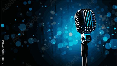 Abstract black silhouette of a microphone. simple Vector art