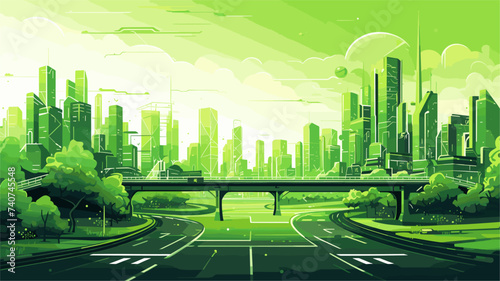Abstract green city infrastructure with smart technologies. simple Vector art