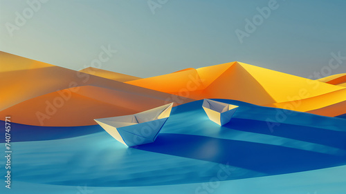 A paper boat floating on the water 