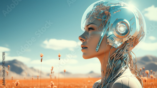 female robot image that will exist in the future world Robot concept
