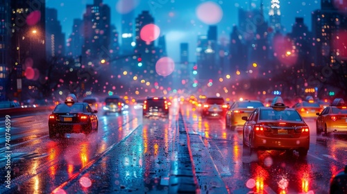 urban lights from city nightlife, blurred street lights and traffic © nataliya_ua