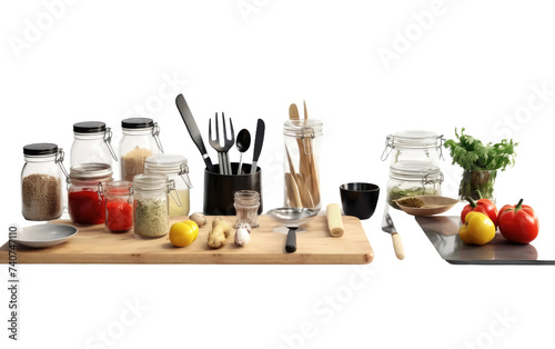Wooden Cutting Board With Variety of Food. A wooden cutting board is filled with a diverse selection of delectable food items. on White or PNG Transparent Background.