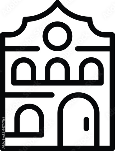 Warsaw cathedral icon outline vector. Poland famous landmarks. Historical Polish architecture