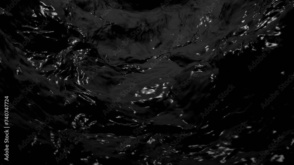 A rippling stream of black crude oil flowing towards the camera. Environmental fossil fuel concept. Full HD and looping dark liquid flow motion background animation.