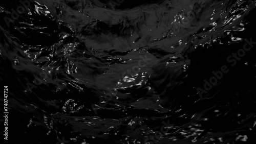 A rippling stream of black crude oil flowing towards the camera. Environmental fossil fuel concept. Full HD and looping dark liquid flow motion background animation. photo