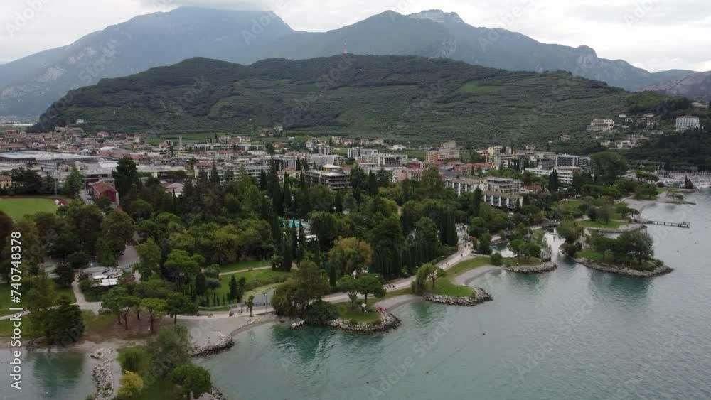 aerial view of beautiful italian town Riva del Garda near Garda lake, 4k footage aerial view of beautiful italian town Riva del Garda near Garda lake, 4k footage