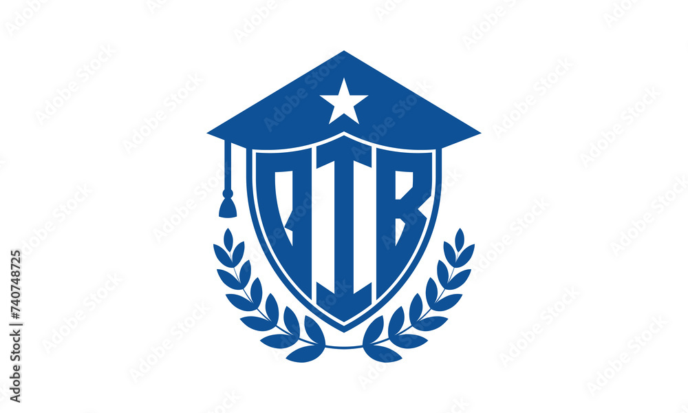 QIB three letter iconic academic logo design vector template. monogram, abstract, school, college, university, graduation cap symbol logo, shield, model, institute, educational, coaching canter, tech QIB three letter iconic academic logo design vector template. monogram, abstract, school, college, university, graduation cap symbol logo, shield, model, institute, educational, coaching canter, tech