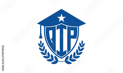 QIP three letter iconic academic logo design vector template. monogram, abstract, school, college, university, graduation cap symbol logo, shield, model, institute, educational, coaching canter, tech photo