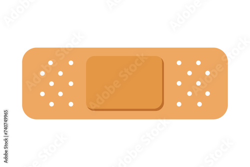 Medical plaster isolated on white background, wound plasterer or bandaged patch, vector adhesive health care object. Injury tape plaster flat design, Sticking plaster.First aid concept.