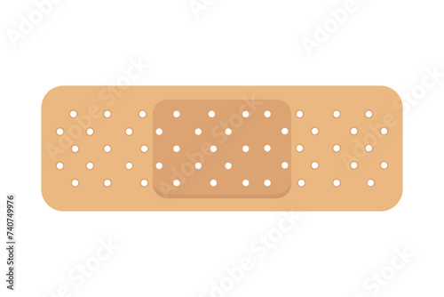 Medical plaster isolated on white background, wound plasterer or bandaged patch, vector adhesive health care object. Injury tape plaster flat design, Sticking plaster.First aid concept.