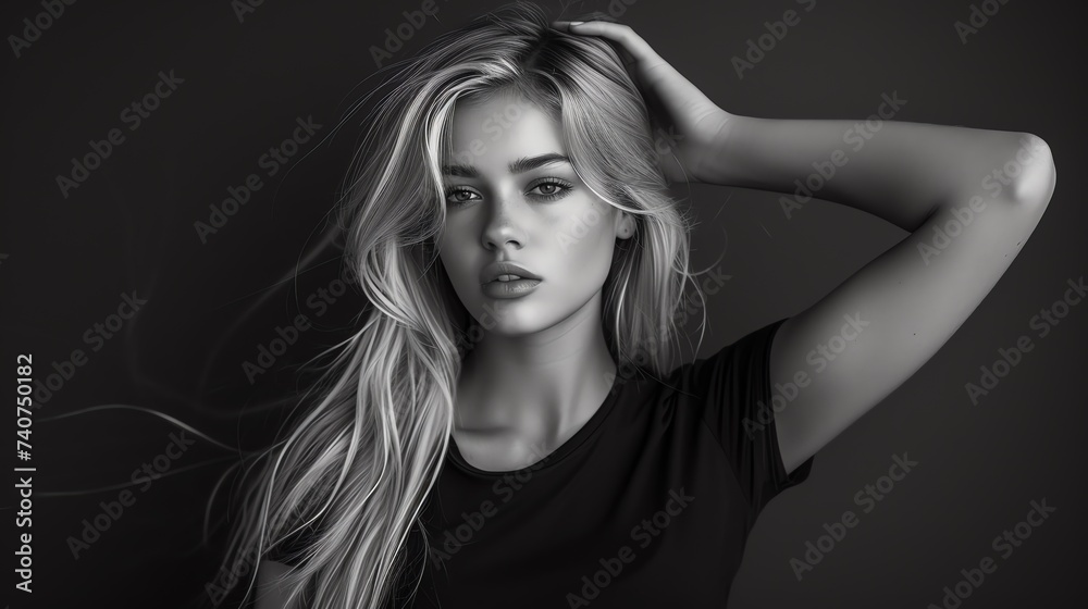 Studio portrait of a beautiful blonde hair woman. Ai generated image Studio portrait of a beautiful blonde hair woman. Ai generated image
