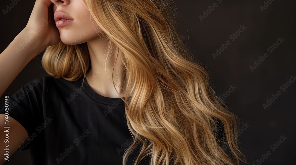 Studio portrait of a beautiful blonde hair woman. Ai generated image - obrazy, fototapety, plakaty 