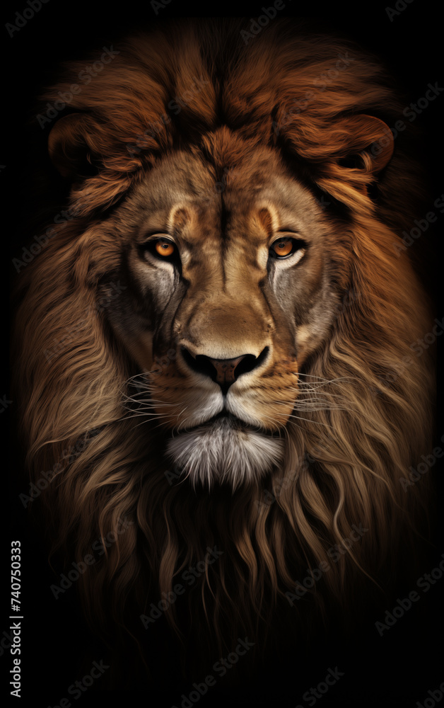 Fierce Majesty: Golden Lion Head Portrait