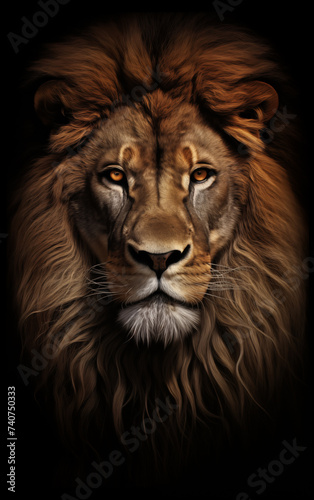 Fierce Majesty  Golden Lion Head Portrait