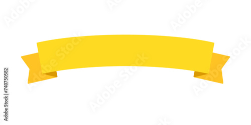 yellow ribbon banner illustration isolated on white and transparent background. minimalism and blank for text