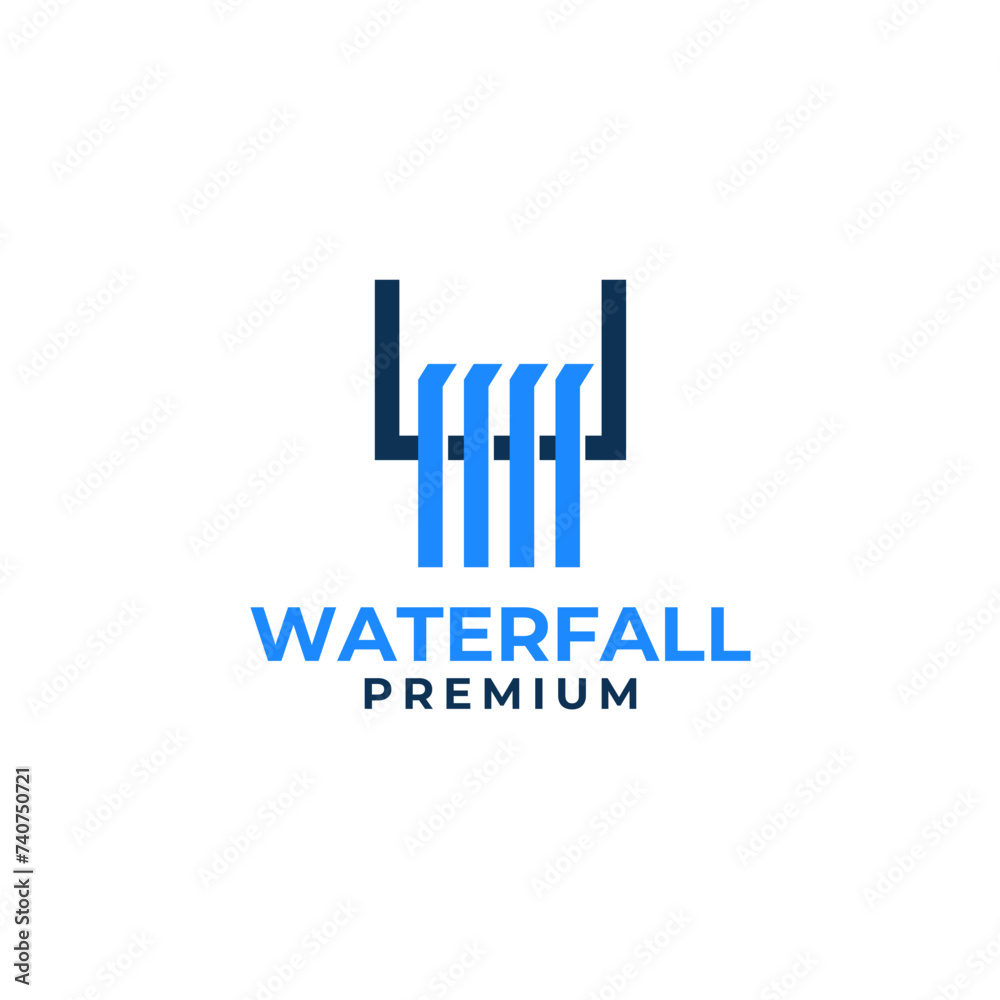 Fototapeta premium Waterfall Logo Design Concept Vector Illustration