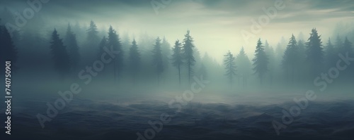 Majestic Misty Woods at Dawn: A Tranquil and Mysterious Scene. Concept Nature Photography, Misty Landscapes, Dawn Scenes © Ян Заболотний