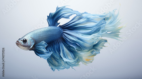 Beautiful blue thailand betta fish isolated in white background photo