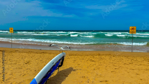 Photography Landscape with surfing and seagull by Mungo beach in Australa