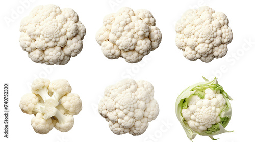 Cauliflower Concept: 3D Digital Art Isolated on Transparent Background, Ideal for Culinary Designs and Healthy Eating Illustrations - Studio Shot Vegetable Cut-Out.