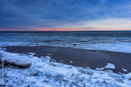 Baltic sea beach at winter in Kuznica, Hel Peninsula. Poland