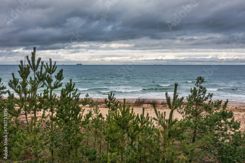 Dramatic weather at Baltic Sea beach in Sobieszewo  Poland