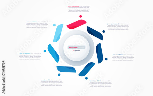 Seven option circle infographic design template. Vector illustration