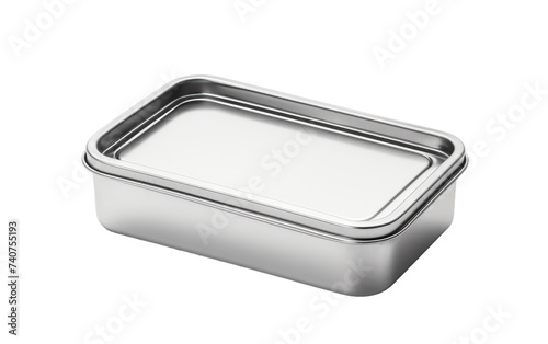 Metal Container With Lid. A photo displaying a metal container with a lid. on White or PNG Transparent Background.