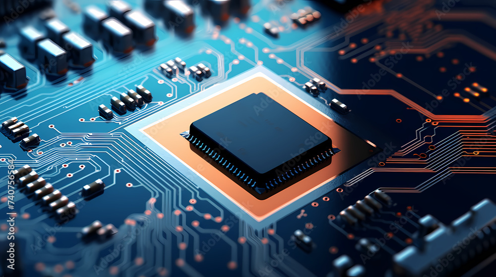 Close-up view of computer microchip Close-up view of computer microchip