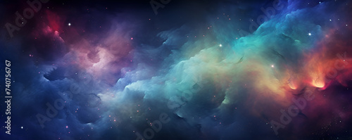 Colorful stars and space background panorama universe wallpaper panorama Generative Ai