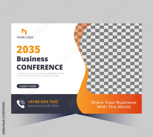 Conference flyer and invitation banner template design.