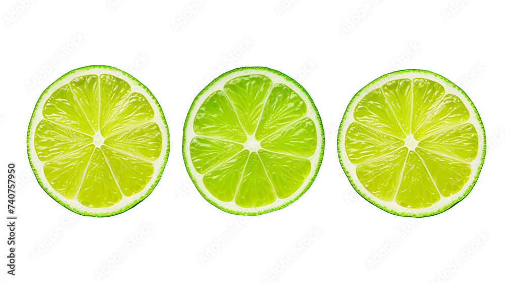 Lime Slice in Vibrant Digital Art, Isolated on Transparent Background - Fresh 3D Citrus Fruit for Summer Refreshment and Healthy Eating