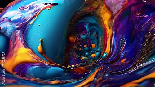 Color Explosion Extravaganza: Immerse in the Fantastic Structure of Colorful Paint with Abstract 4K Elegance