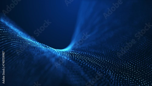 Technology flowing digital particles, Technology digital connection flowing dots loop background photo