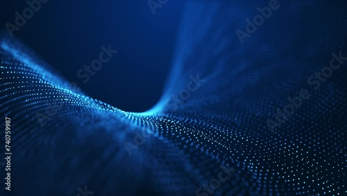 Technology flowing digital particles, Technology digital connection flowing dots loop background