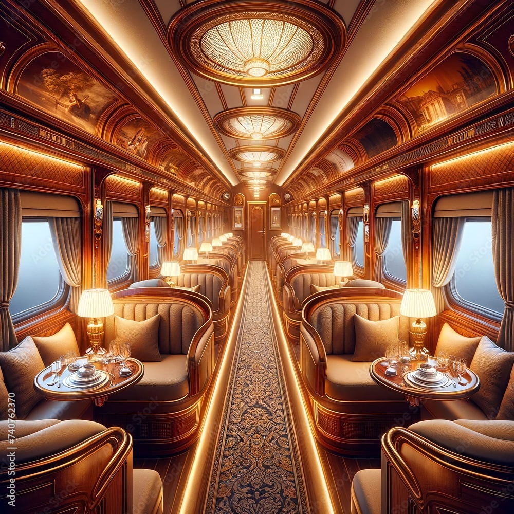 Fototapeta premium 豪華な列車車内イラスト