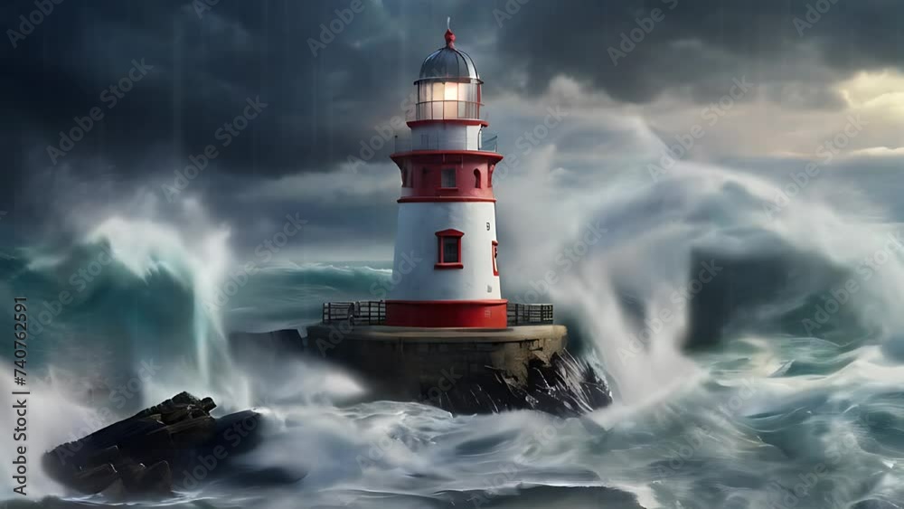 Stormy Sentinel: Majestic Lighthouse Defies Nature's Fury in Island Tempest Stormy Sentinel: Majestic Lighthouse Defies Nature's Fury in Island Tempest
