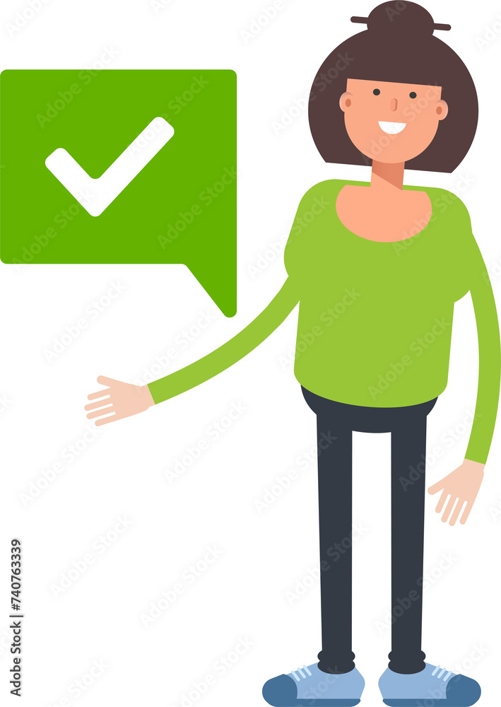 Asian Woman Character and Check Mark
Asian Woman Character and Check Mark
