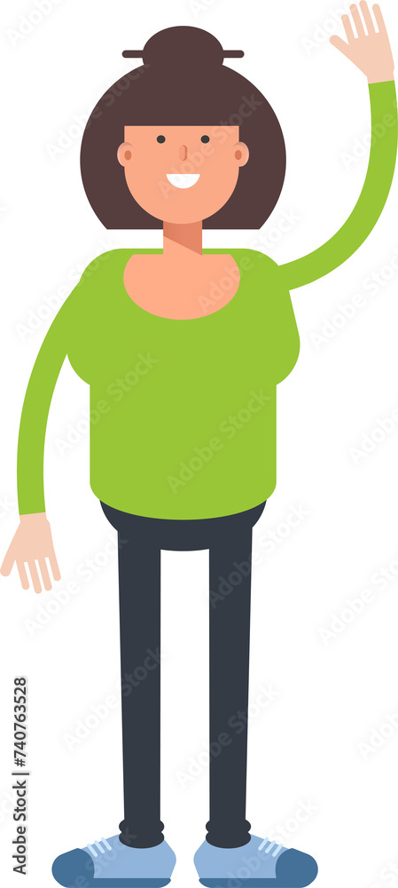 Asian Woman Character Raising Hand Illustration
Asian Woman Character Raising Hand Illustration