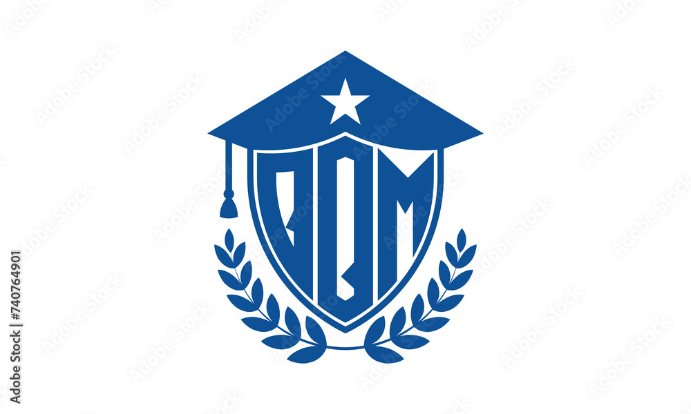 QQM three letter iconic academic logo design vector template. monogram, abstract, school, college, university, graduation cap symbol logo, shield, model, institute, educational, coaching canter, tech QQM three letter iconic academic logo design vector template. monogram, abstract, school, college, university, graduation cap symbol logo, shield, model, institute, educational, coaching canter, tech