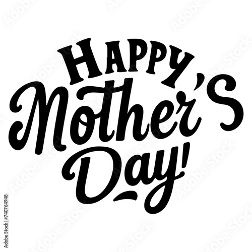 hand drawn black lines text lettering element. Happy mothers day poster, greeting card, lettering, banner, invention vector