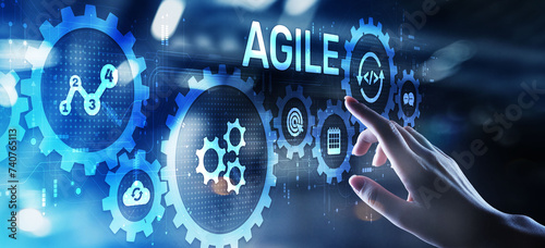 Agile flexible software development technique. Technology concept.