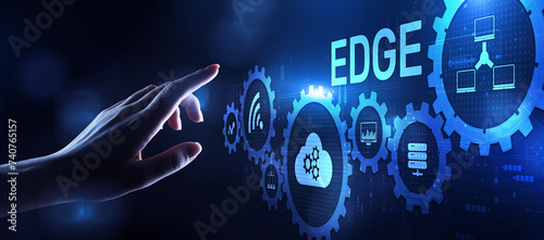 Edge computing networking internet technology concept on screen interface.
