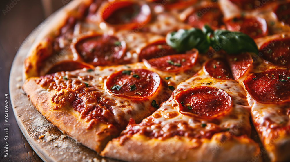 Pizza with salami and mozzarella cheese on wooden background Pizza with salami and mozzarella cheese on wooden background