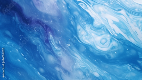 Background with Blue and White Swirling Liquid Abstract.