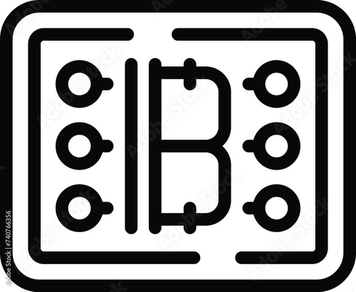 Bitcoin token icon outline vector. Blockchain decentralized network. Exchanging crypto transaction