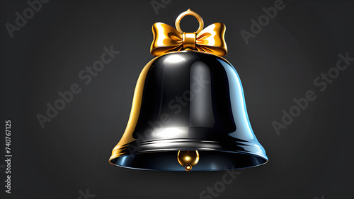 bell icon vector clipart isolated on a black background. golden bell on a black  background photo