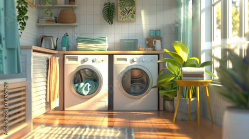 A 3D render of a product placed in a common household setting, showing how the product fits into the consumer daily life