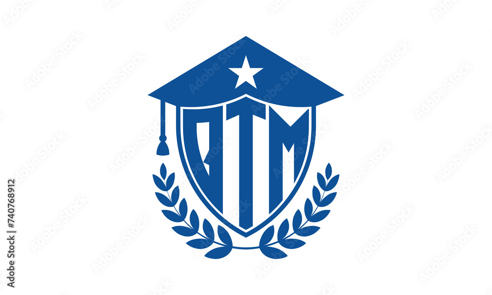 QTM three letter iconic academic logo design vector template. monogram, abstract, school, college, university, graduation cap symbol logo, shield, model, institute, educational, coaching canter, tech QTM three letter iconic academic logo design vector template. monogram, abstract, school, college, university, graduation cap symbol logo, shield, model, institute, educational, coaching canter, tech