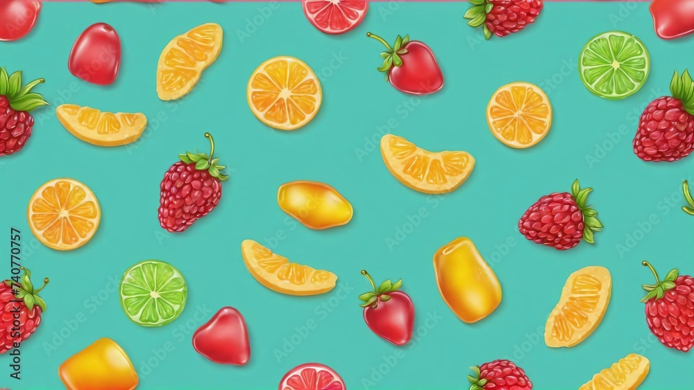 Colorful gummy candies. Soft gums in fruit shapes. Colorful gummy candies. Soft gums in fruit shapes.